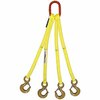 Hsi Four Leg Nylon Bridle Slng, One Ply, 1 in Web Width, 4ft L, Oblong Link to Hook, 6,400lb QOS-EE1-801-04
